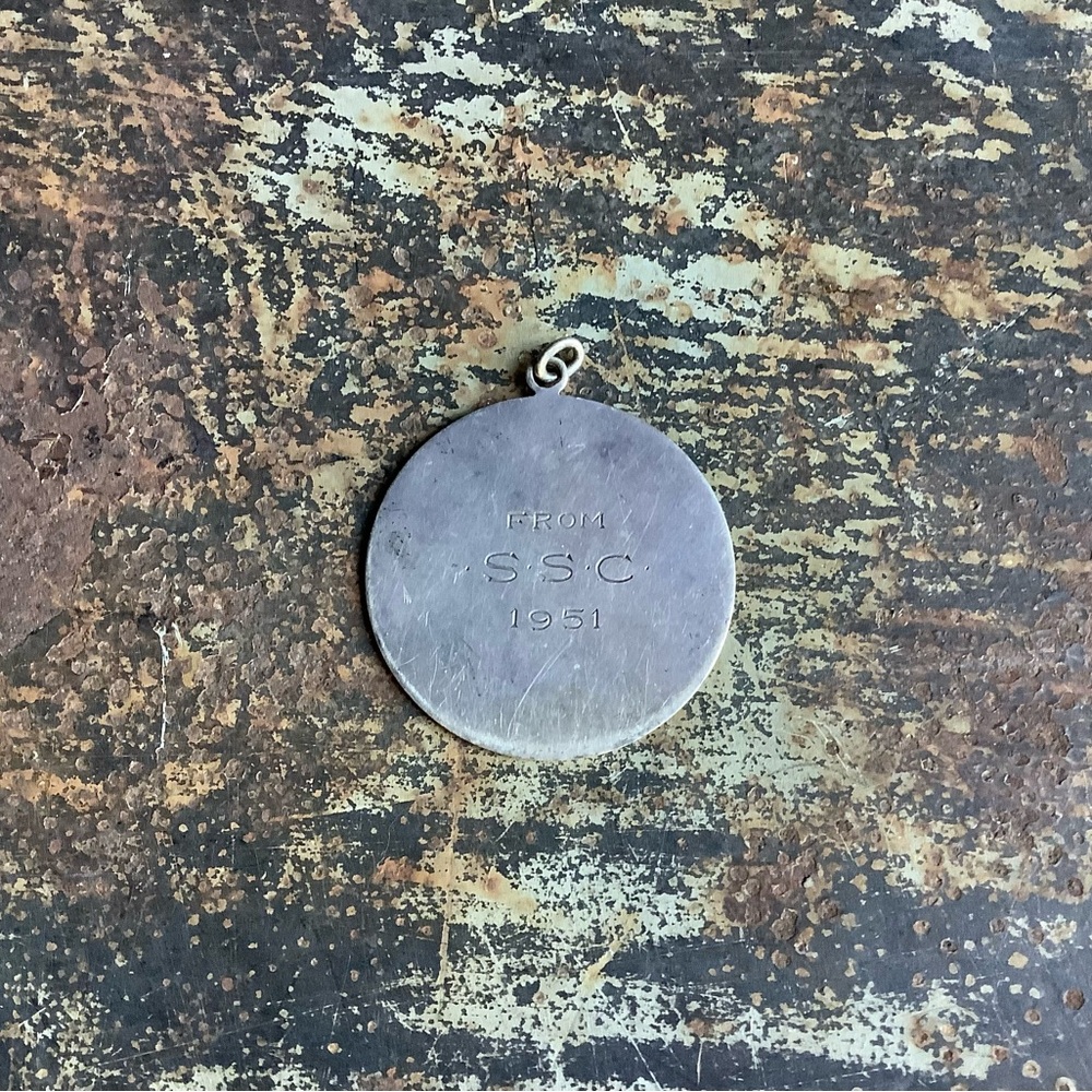 Vintage 1950s Silver Plate Monogrammed Large Charm - Picture 3 of 6
